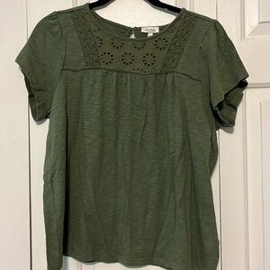 #Bundle & Save# Ella Moss Green Lace Detail Top